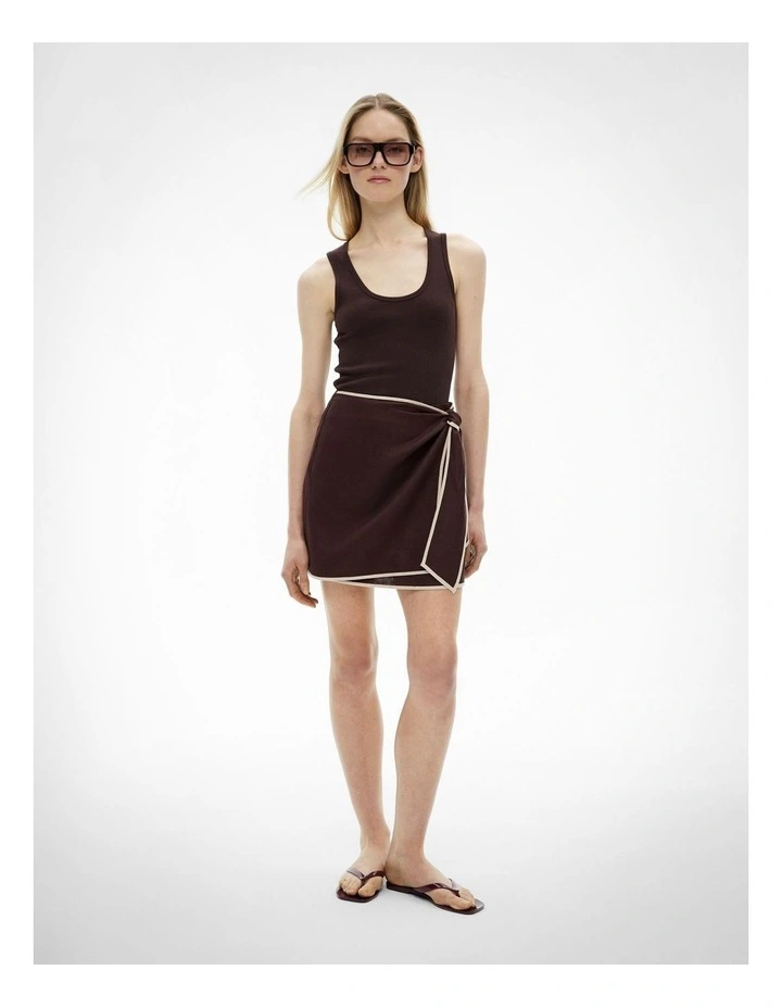 Wrap Tie Mini Skirt in Espresso image 1