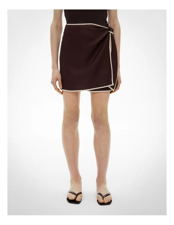 Wrap Tie Mini Skirt in Espresso image 2