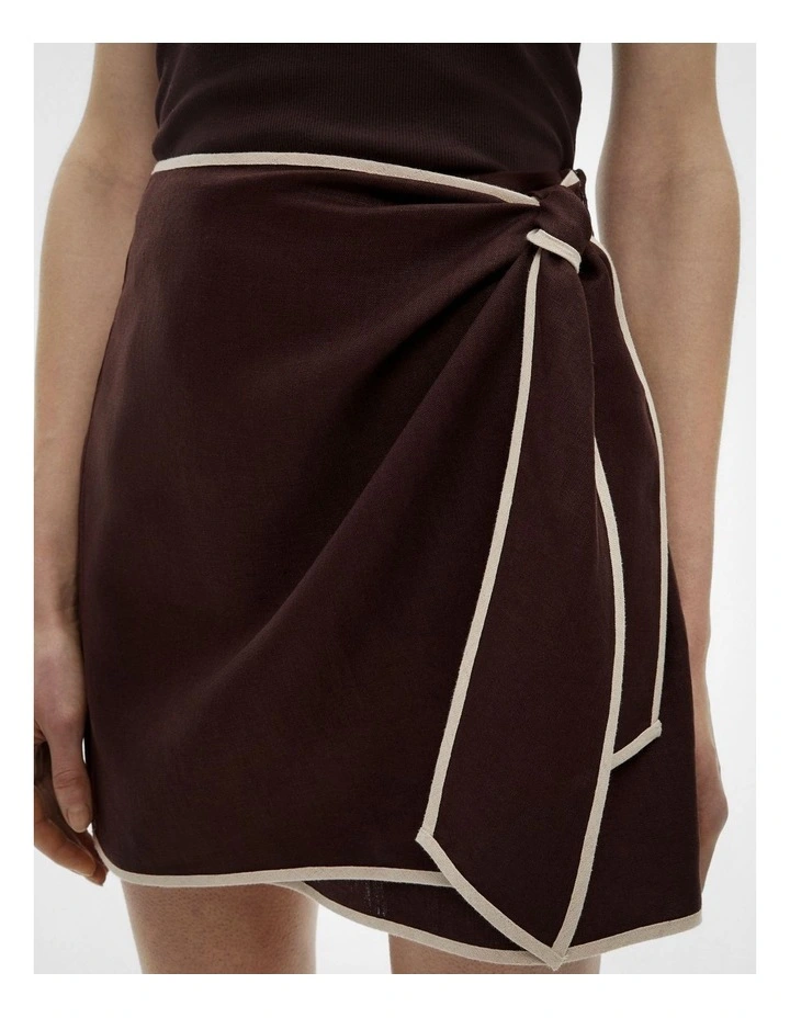 Wrap Tie Mini Skirt in Espresso image 3