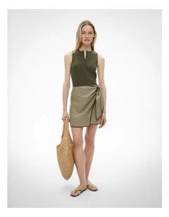 Wrap Tie Mini Skirt in Washed Sage