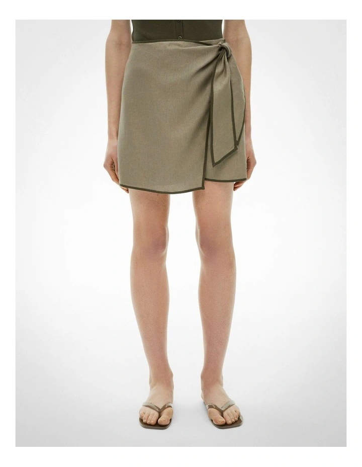 Wrap Tie Mini Skirt in Washed Sage image 2