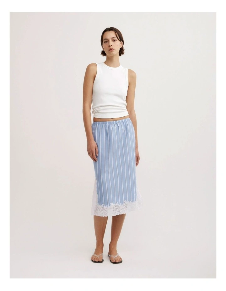 Lace Trim Skirt in Blue Stripe image 1