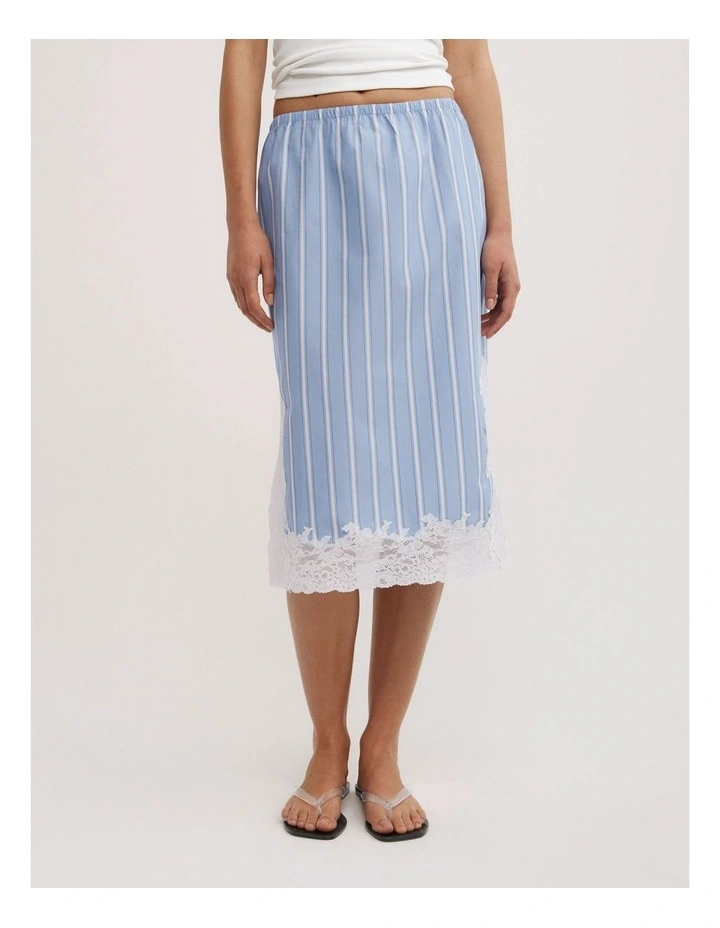Lace Trim Skirt in Blue Stripe image 3