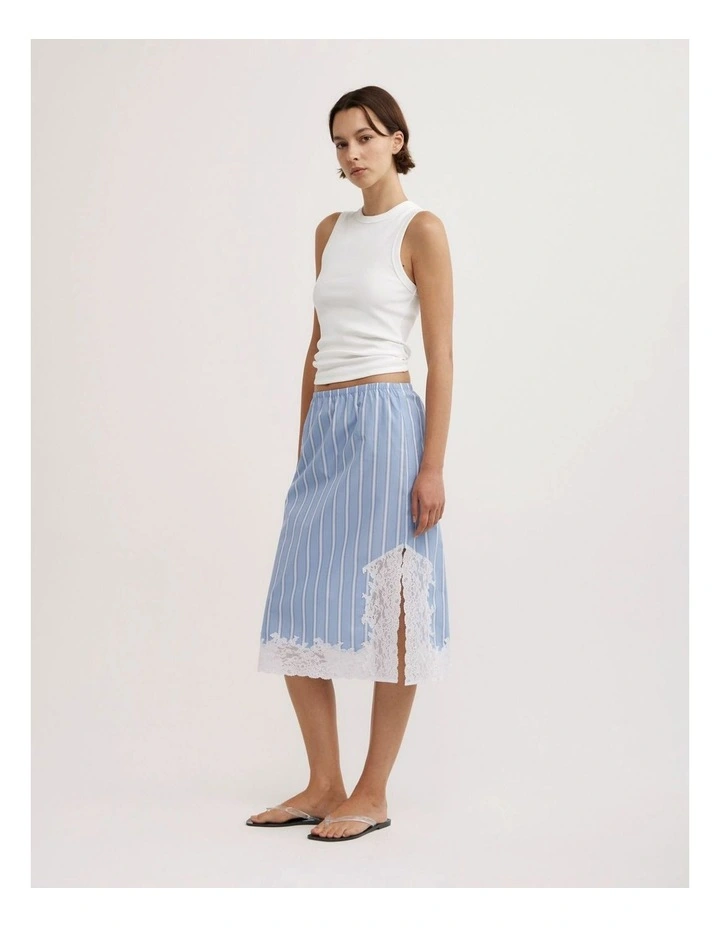 Lace Trim Skirt in Blue Stripe image 5