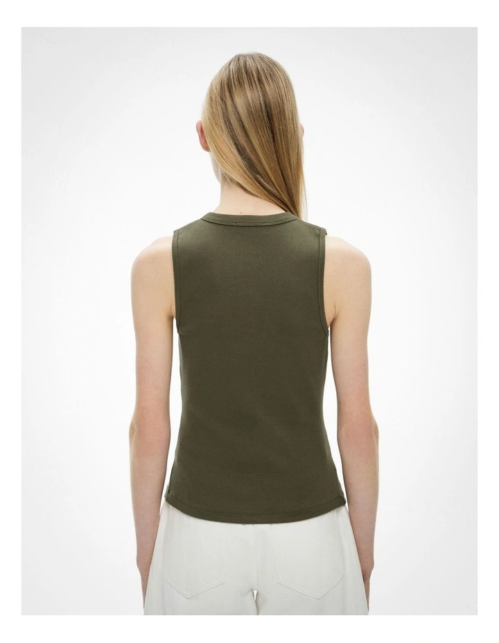 Button Longline Tank Top in Sage image 5