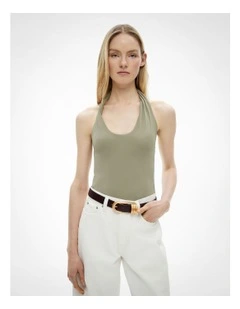 Jersey Twist Bodysuit in Washed Sage