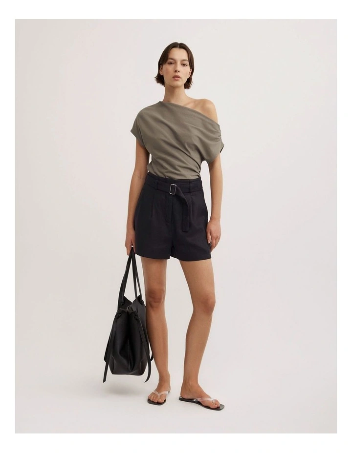 Asymmetric Drape T-shirt in Washed Sage image 2