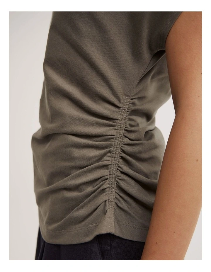 Asymmetric Drape T-shirt in Washed Sage image 4