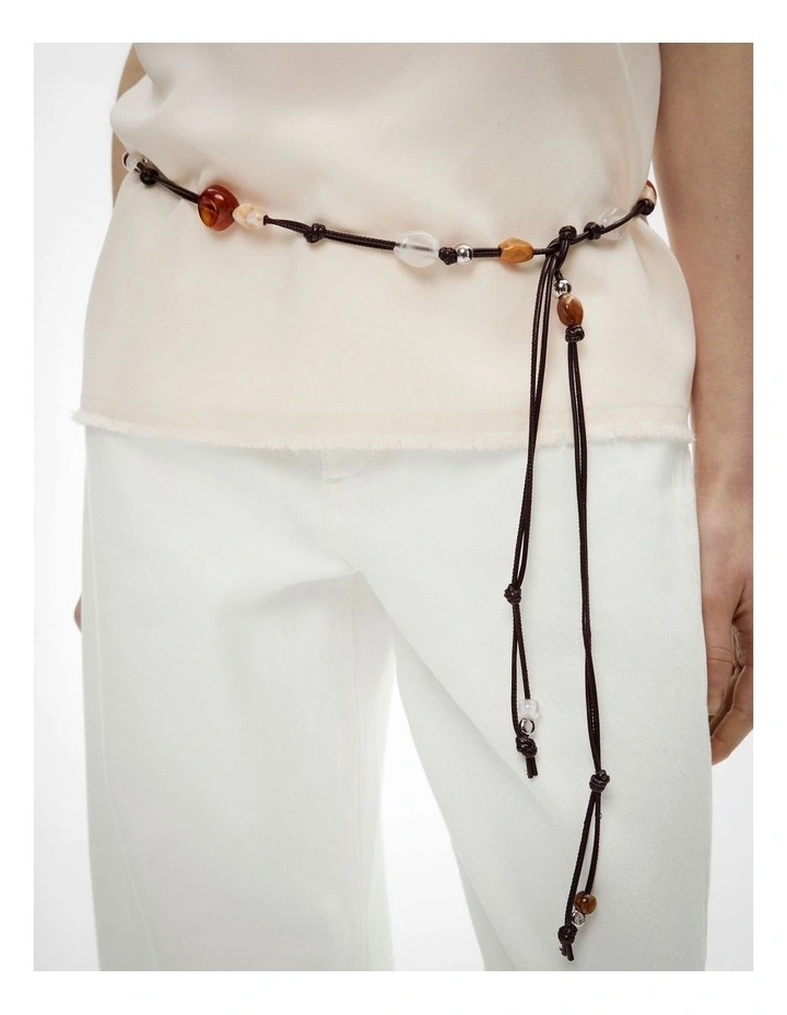 Kaia Beaded Belt in Espresso image 3