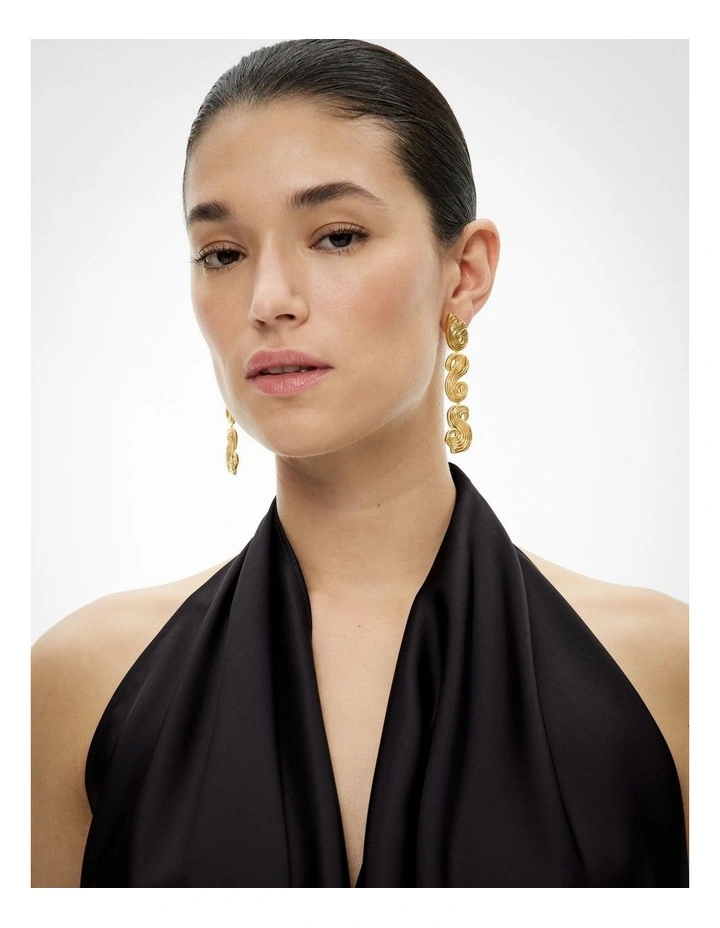 Elsie Drop Earrings in Brushed Gold image 2