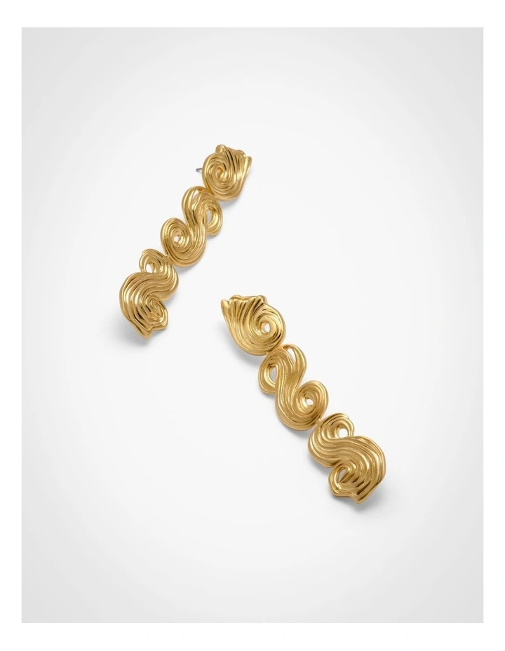 Elsie Drop Earrings in Brushed Gold image 4