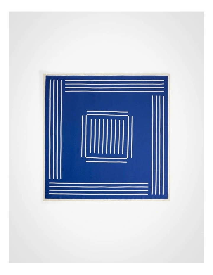 Linear Stripe Satin Scarf in Cobalt image 1
