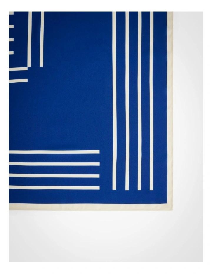 Linear Stripe Satin Scarf in Cobalt image 3