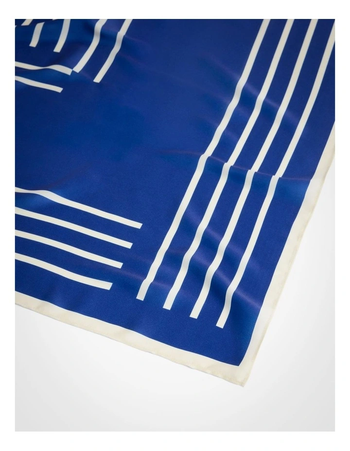Linear Stripe Satin Scarf in Cobalt image 4