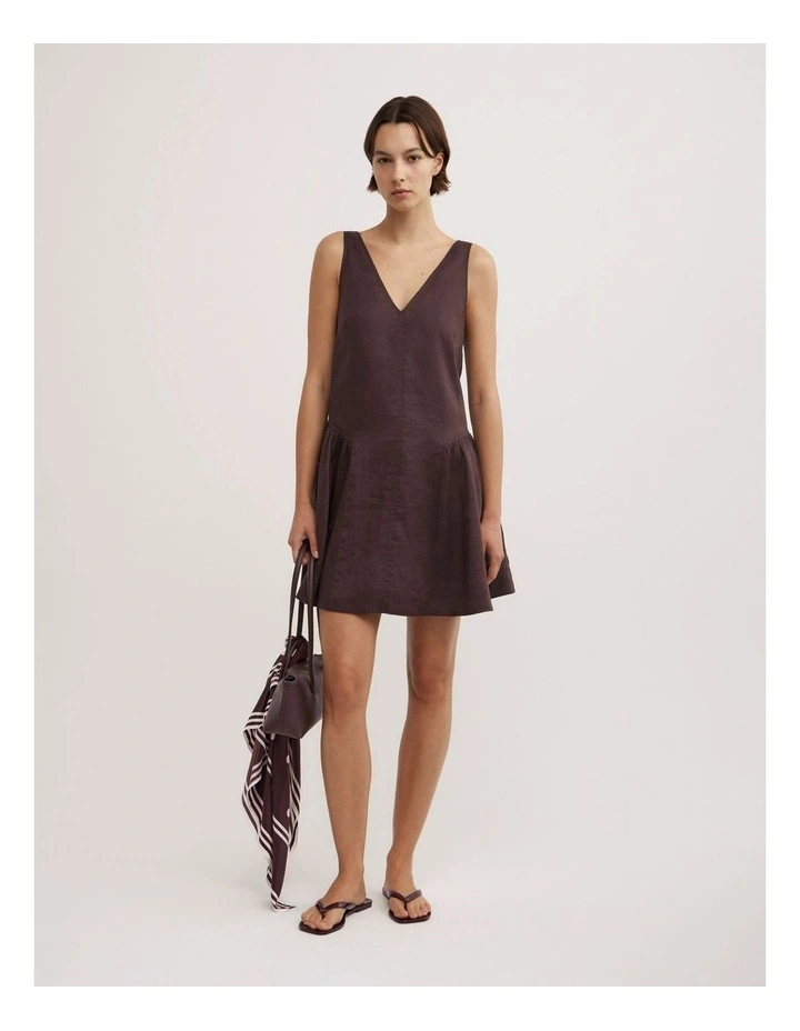 Mini Gather Panel Dress in Espresso image 1