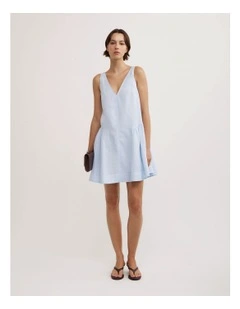 Mini Gather Panel Dress in Blue Air