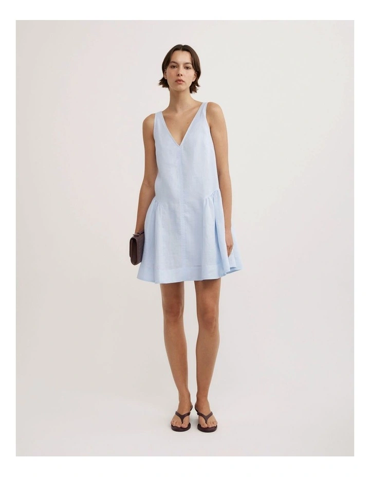Mini Gather Panel Dress in Blue Air image 1