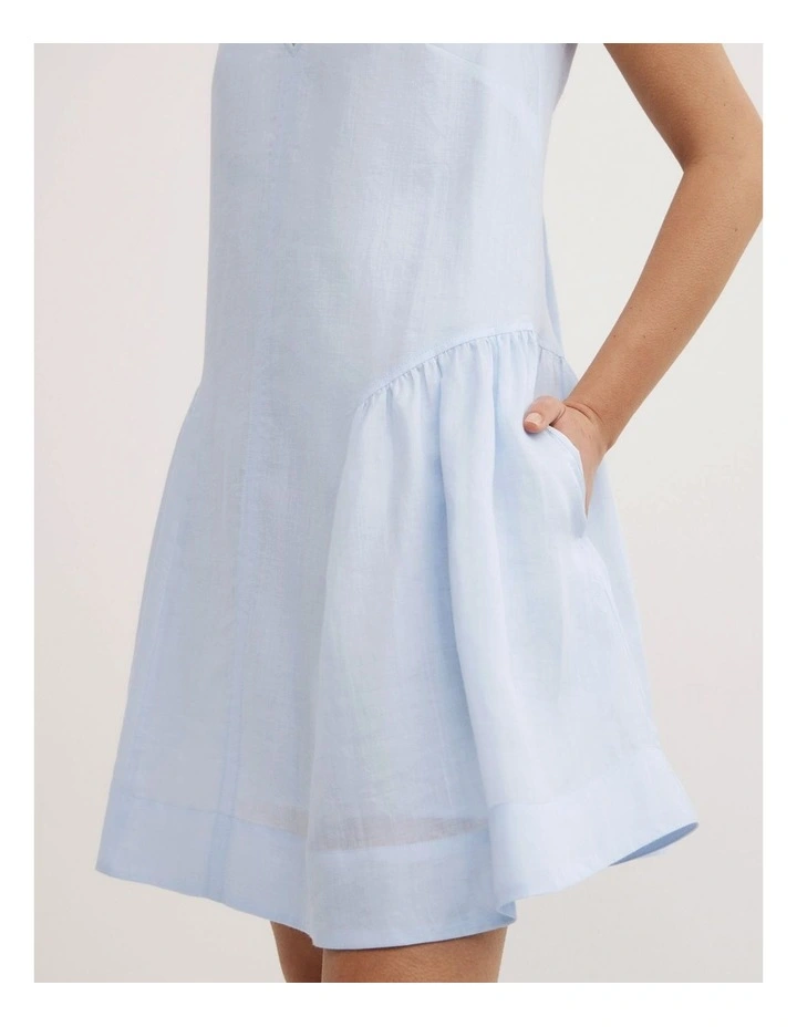 Mini Gather Panel Dress in Blue Air image 4