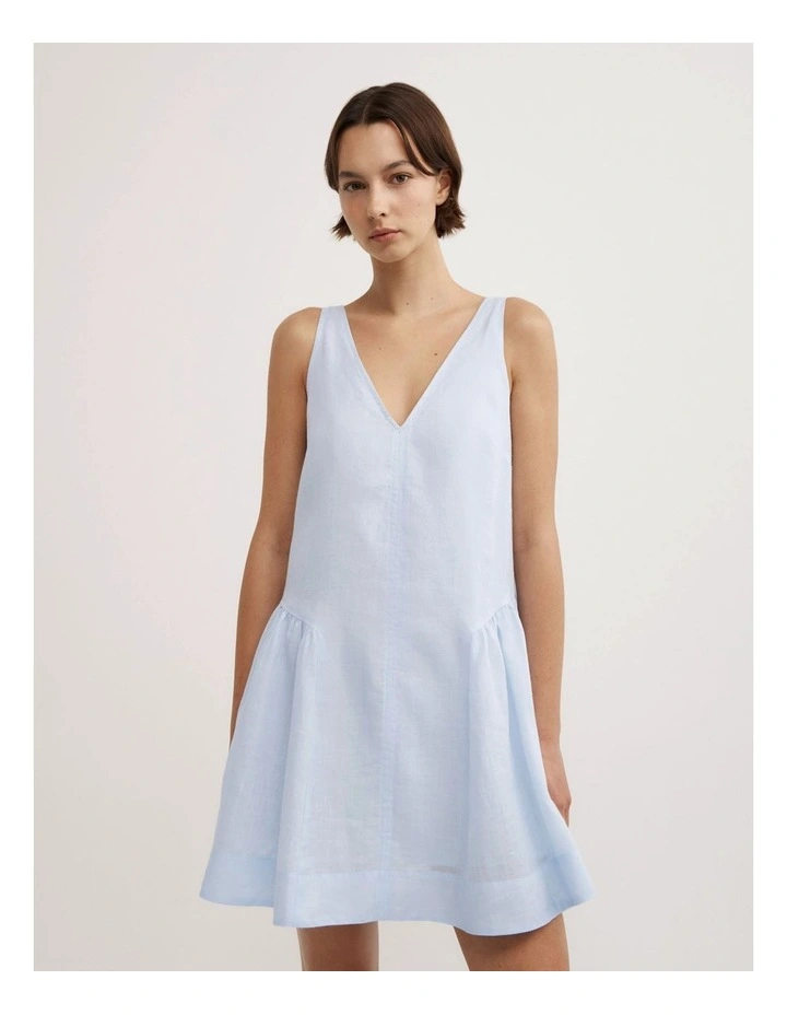 Mini Gather Panel Dress in Blue Air image 5