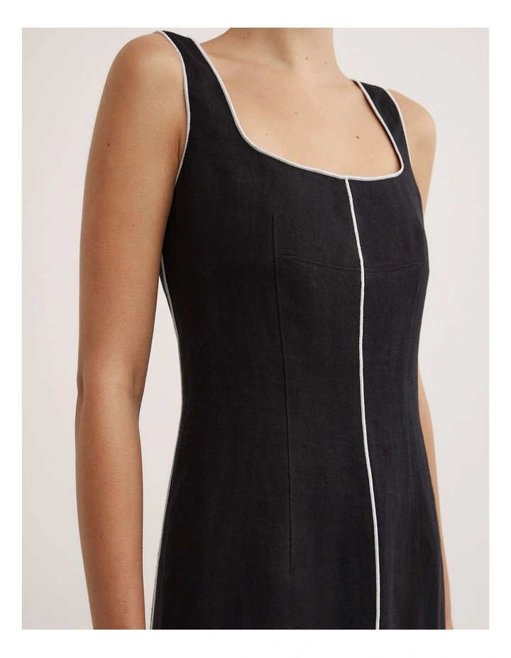 Contrast Stitch Dress in Black image 4