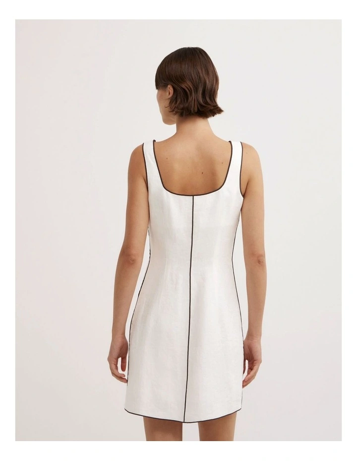 Contrast Stitch Dress in Fresh White image 5