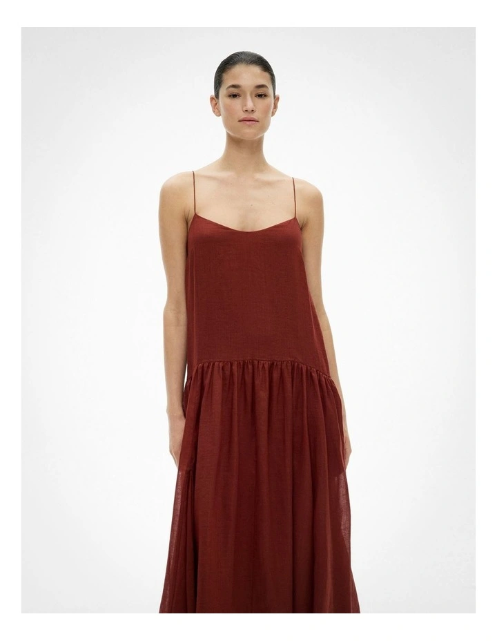 Fine Strap Maxi Dress in Rhubarb image 2