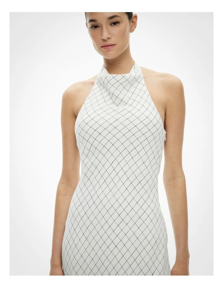 Halter Drape Dress in Yd Check image 5