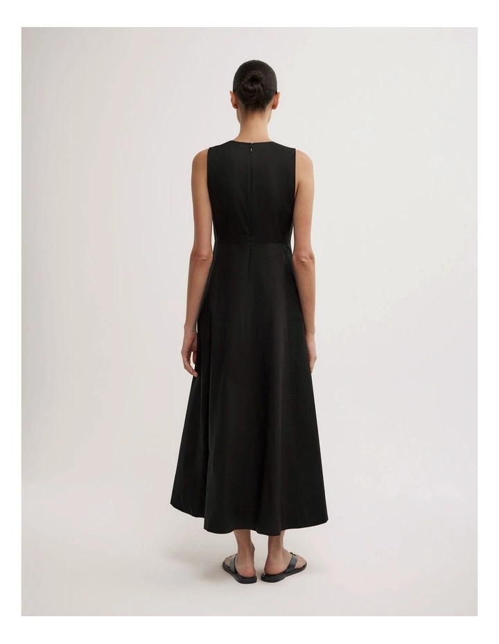 Scoop Neck Midi Dress in Black image 2