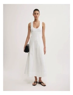 Scoop Neck Midi Dress in Fresh White