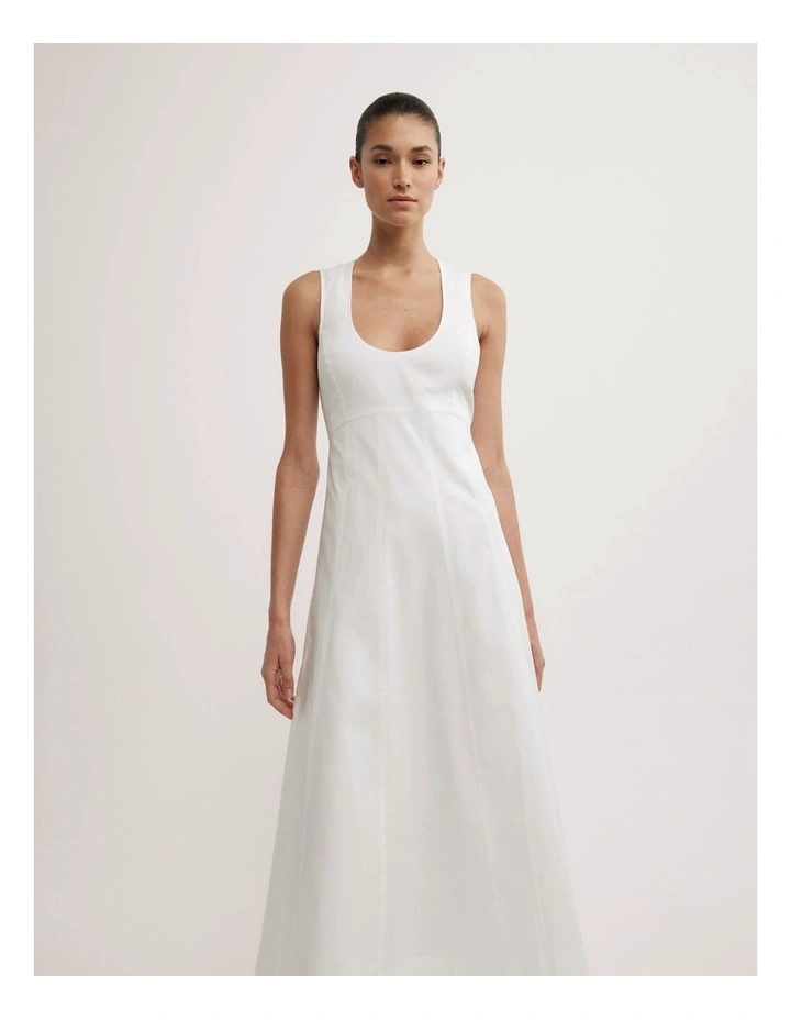 Scoop Neck Midi Dress in Fresh White image 4