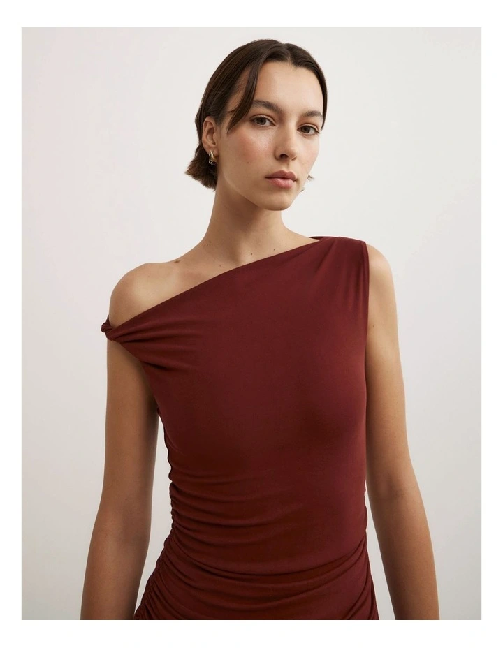 Asymmetric Maxi Dress in Rhubarb image 3