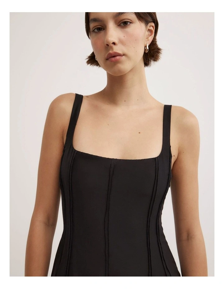 Seam Godet Dress in Black image 4