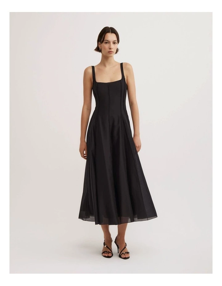 Seam Godet Dress in Black image 5
