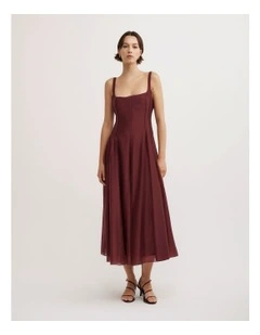 Seam Godet Dress in Rhubarb