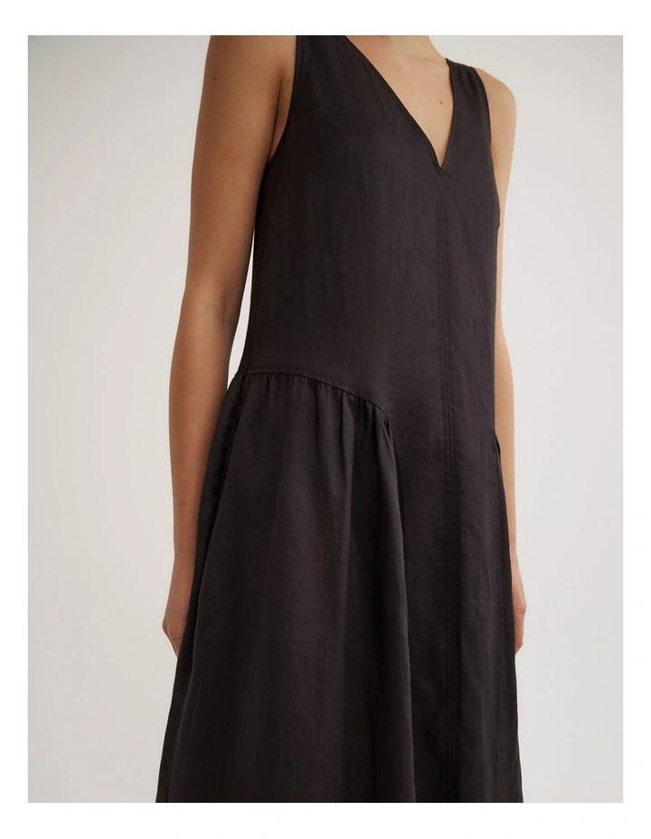 Maxi Panel Gather Dress in Black image 4