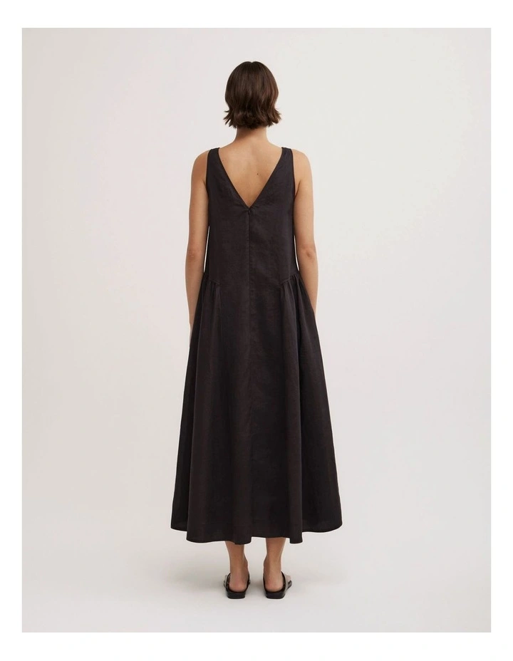 Maxi Panel Gather Dress in Black image 5