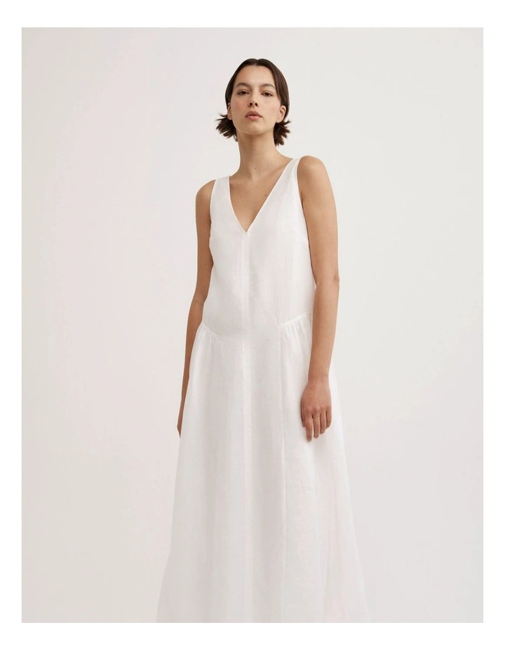 Maxi Panel Gather Dress in Fresh White image 2