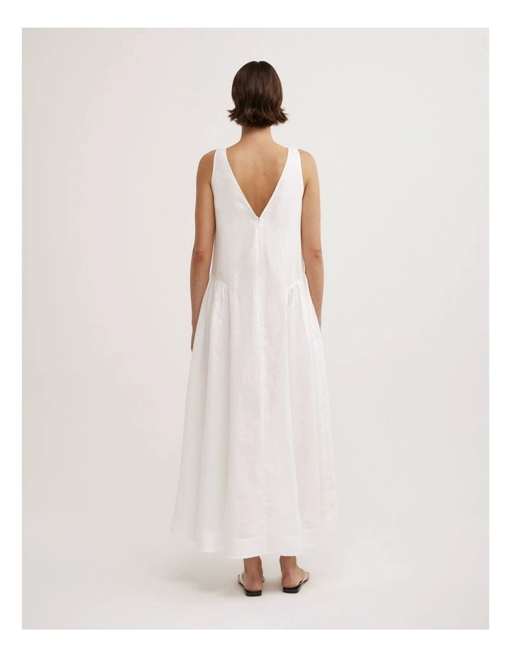 Maxi Panel Gather Dress in Fresh White image 5