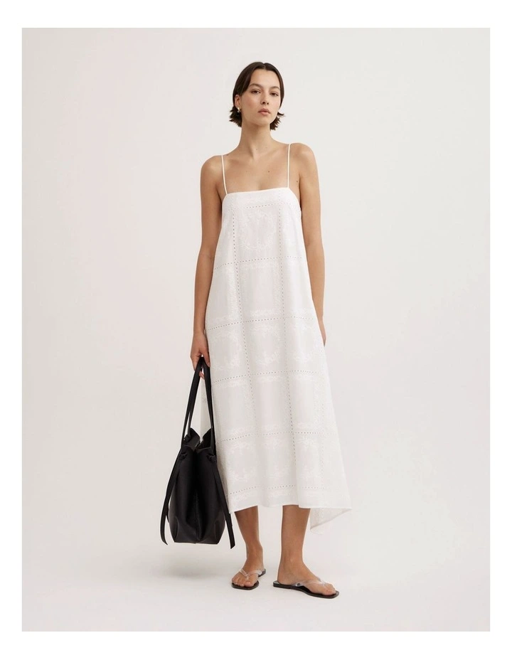 Embroidered Dress in Fresh White image 2