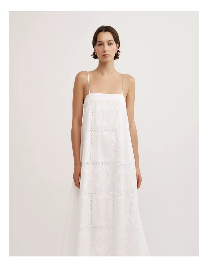 Embroidered Dress in Fresh White image 3