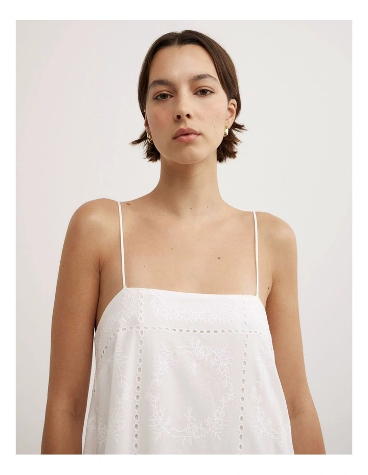 Embroidered Dress in Fresh White image 4