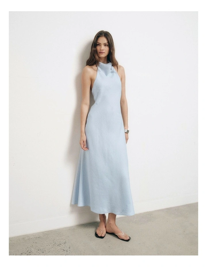 Halter Drape Dress in Blue Air image 1
