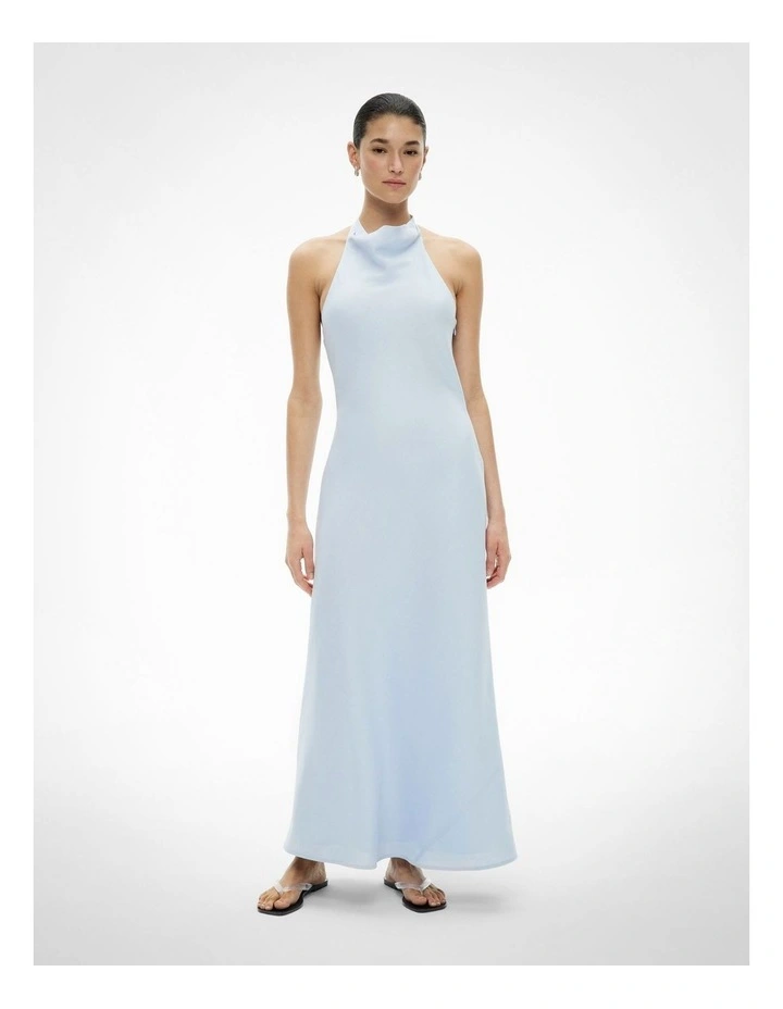 Halter Drape Dress in Blue Air image 2