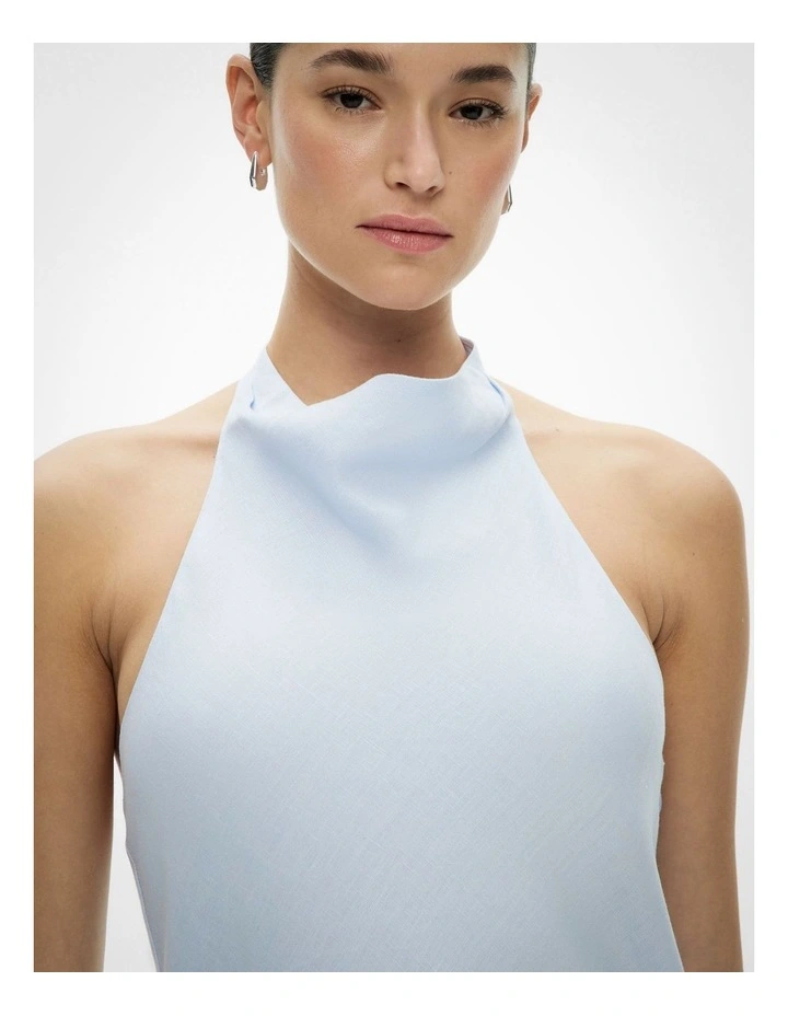 Halter Drape Dress in Blue Air image 3