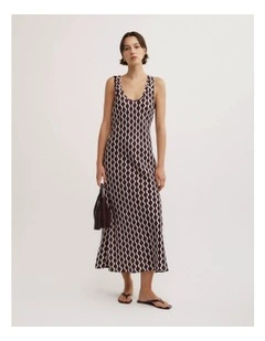 Scoop Cupro Dress in Rhubarb Wave