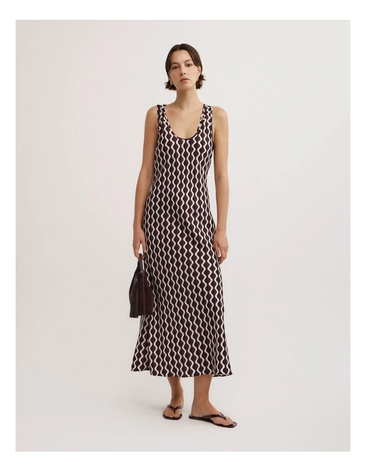 Scoop Cupro Dress in Rhubarb Wave image 1