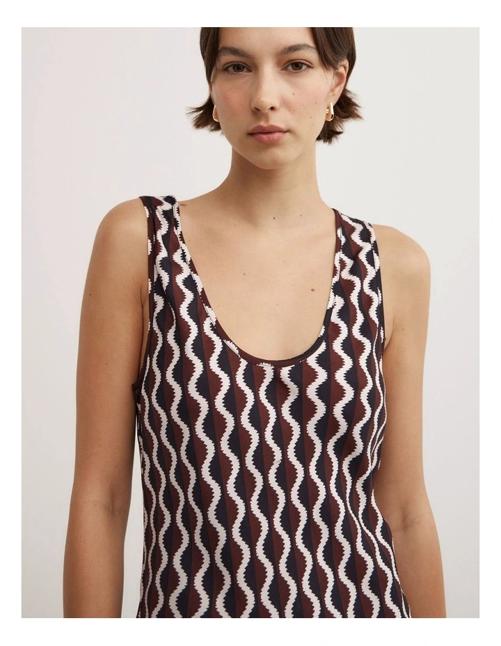 Scoop Cupro Dress in Rhubarb Wave image 4