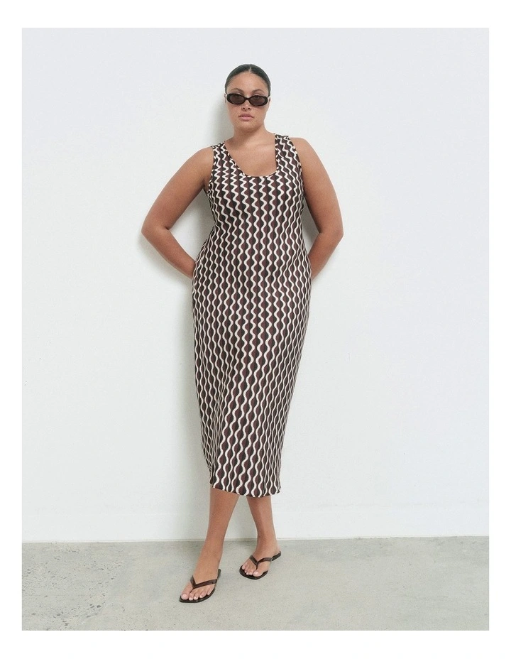 Scoop Cupro Dress in Rhubarb Wave image 6