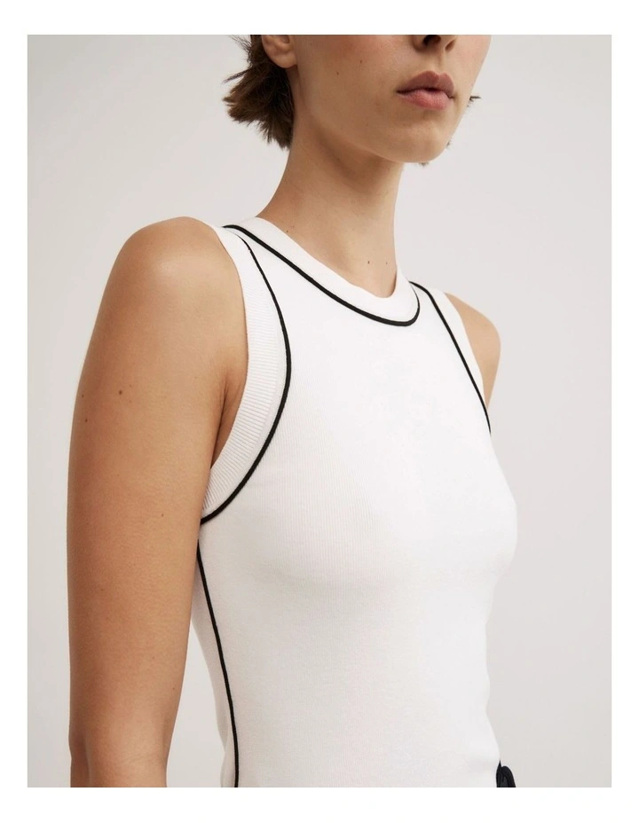 Trim Knit Tank Top in Fresh White image 3