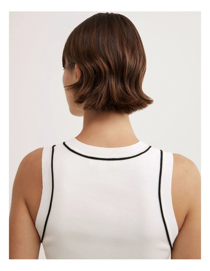 Trim Knit Tank Top in Fresh White image 4